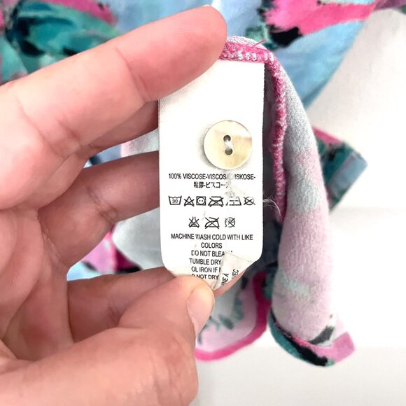 Jen's Pirate Booty Earth Floral Short Sleeve Top Size M - Picture 4 of 5